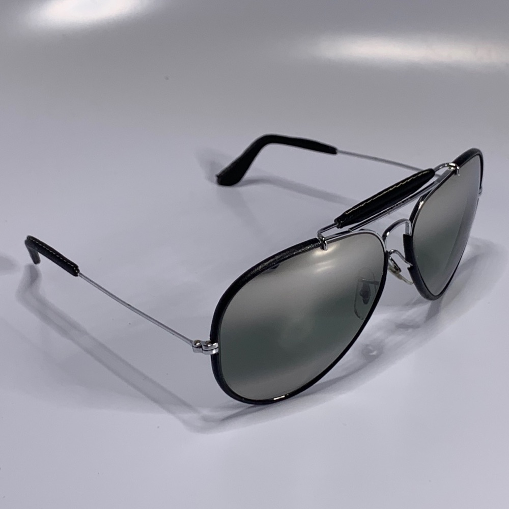 Vintage B&L Ray Ban 62mm Black Leather DGM Mirror Aviator Sunglasses - Picture 1 of 16